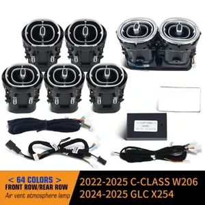 64 Colors Front Rear Air AC Vent LED Ambient Light 7PCS For Mercedes Benz C W206 - Foto 1 di 15