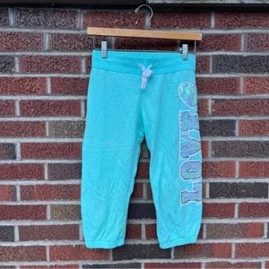 Justice Mint Green Sequin LOVE Joggers Capris Sweatpants - Picture 1 of 3