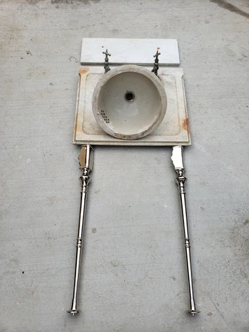 Antique marble sink , sink basin, faucets and legs Cover