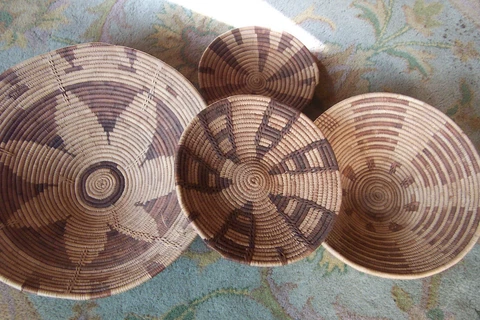 4 vintage handwoven baskets-unknown origin-different sizes Cover