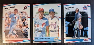 1988 Fleer 3 Karten Lot Gary Carter & Mike Schmidt - Mint - Bild 1 von 2