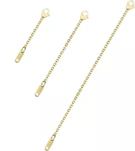 3er Pack 18K Gold Halskette Verlängerungskette mit Karabiner für Halsketten Armband Fußkettchen - Bild 1 von 2