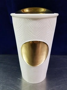 Starbucks 2015 Gold Dot Matte White Textured Ceramic Tumbler, 10 oz - Picture 1 of 8