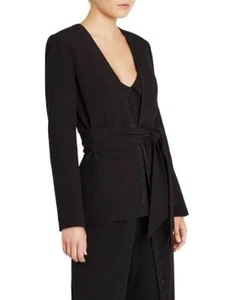 SASS & BIDE Foreigner black embroidered trim belted blazer jacket sz 6 | ex cond - Picture 1 of 12