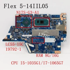 For Lenovo Flex 5-14IIL05 Motherboard I5-1035G1/I7-1065G7 GPU MX330 RAM 8G/16G - Picture 1 of 3