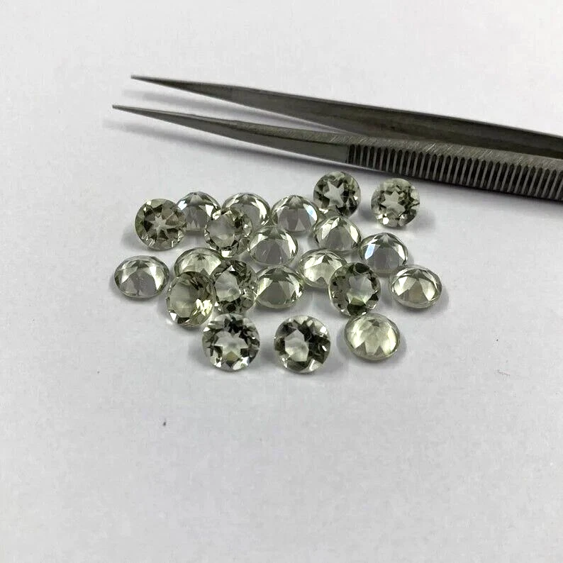 Piedras preciosas sueltas corte facetado forma redonda amatista verde natural de 6 mm 100 piezas Foto 1 de 4