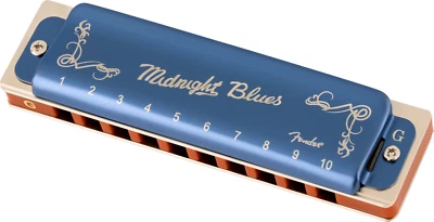 Fender Armonica a Bocca Diatonica Midnight Blues G in Sol 10 Fori Custodia Panno - Immagine 1 di 4