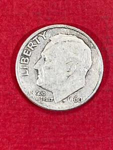 1960 D United States 10 Cent Silver Coin Circulated - Picture 1 of 2