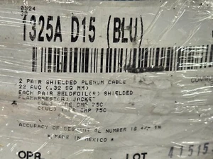 Belden 1325A 22/2P Twist Pair Individual Shields Plenum Cable CMP Blue /50ft - Picture 1 of 8