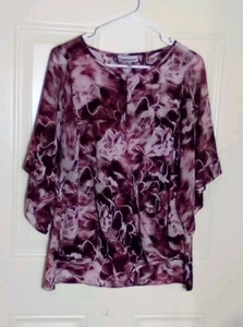 Jennifer Lopez Blouse Women's Casual Size M Floral Pink - Picture 1 of 7