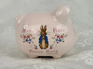 Baby’s First Piggy Penny Bank Peter Rabbit Pink Pig - Imagen 1 de 11