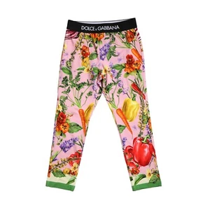 DOLCE & GABBANA Kids Pants Pink Floral Logo Waistband Trousers s. Tag 5 370usd - Picture 1 of 6