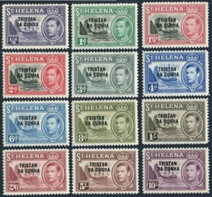 Tristan da Cunha 1-12, lightly hinged. Michel 1-12. The Colony's Badge, 1952. - Picture 1 of 1