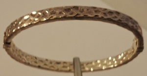 ROBERTO MAGI Sterling Silver MODERNIST Hammered Textured Hinged Bracelet 7 1/8"