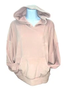 American Eagle AEO Pale Pink Velour Hoodie Sweatshirt Size Medium Soft Smooth - Picture 1 of 7