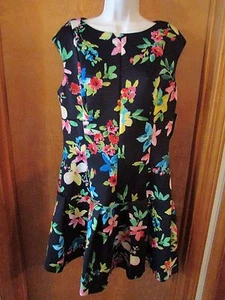 Ladies "Chaps" Size 12, Navy/Multi Color, Floral, CapSleeve, Drop Waist, Dress - Picture 1 of 4
