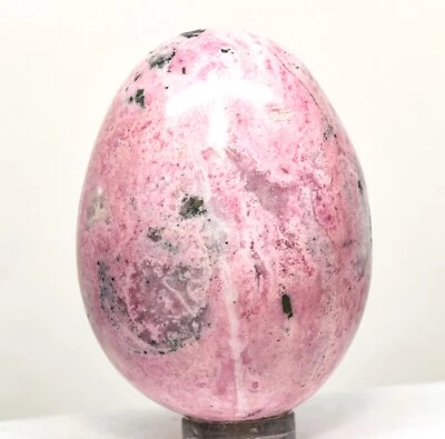 Oeuf En Rhodochrosite Polie Naturelle Avec Inclusions 55Mm 160G Minéral Pérou - Photo 1/4