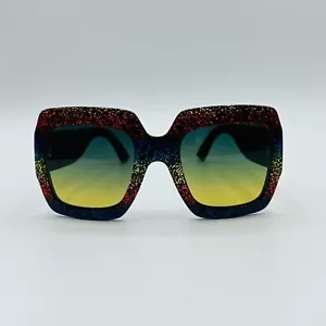 Gucci Damen Sonnenbrille Regenbogen Acetat Eckig GG Logo GG0102S 470456 5581 - Bild 1 von 5