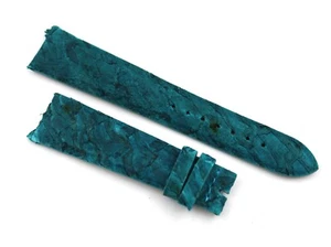 Strap Band Pelle Salmone Squama In Rilievo Verde Petrolio 20/16mm Made Italy Top - Imagen 1 de 5