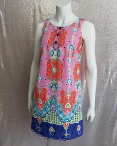 Anthropologie Maeve RETRO COLORFUL COTTON WAFFLE Sleeveless SUN DRESS -sz 2 - Picture 1 of 8
