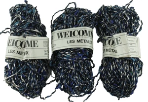 3 Welcomme Paris Les Metaux 20 g 35 yardas cada uno hilo metálico azul plata ENVÍO GRATUITO - Imagen 1 de 6