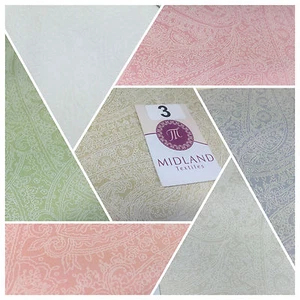 Floral Paisley Pastell Weiß Lack Druck Stoff 100% Baumwolle 44" Breite M527 Mtex - Bild 1 von 53