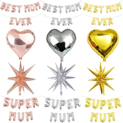 Mothers Day Balloons Foil Banners 16" BALLONS MOM Celebration Party Decorations - Image 1 of 3