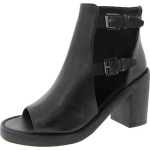 Vintage Foundry Co. Womens Black Leather Block Heels 7 Medium (B,M) BHFO 1474 - Picture 1 of 3