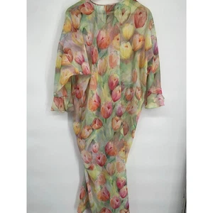 Vintage Mary McFadden Kaftan Tulpe Blumen Loungewear Küste Einheitsgröße Hergestellt in den USA - Bild 1 von 12