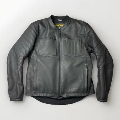 ICON Motorcycle 1000 AXYS LEATHER JACKET MEN’S Black Size Large D30 Impact 1.3mm - Image 1 of 4