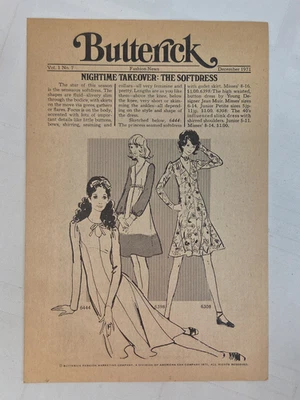 Butterick Fashion News Vintage Enero 1971 Folleto Anuncio Vol 1 No. 7 Foto 1 de 4