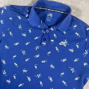 Nike SB DRI-FIT Polo Blu Skateboard Geoff McFetridge Falling Uomo Casual Uomo M - Foto 1 di 10