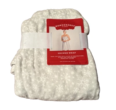 Wondershop Envoltura de Ducha Copo de Nieve Gris y Blanco 100% Algodón - 31" x 37" NUEVO Foto 1 de 2