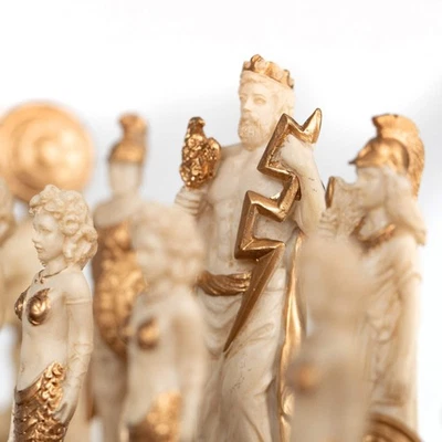 Italfama Grec Mythologie Peint à la Main Échecs Ensemble Avec Simili Board 33cm - Photo 1/4