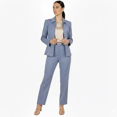 Conjunto Blazer y Pantalón ESCADA Periwinkle Azul Mezcla Lana 38 EE. UU. Talla 8 Foto 1 de 4