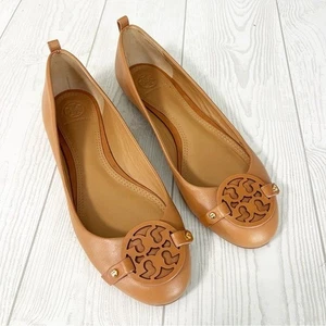Tory Burch Gabriel Ballet Plano Marrón Tostado Talla 8.5 Excelente Cuero - Imagen 1 de 9