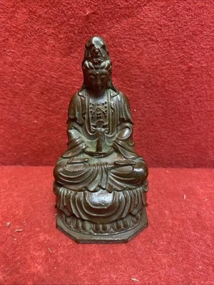 Antique Bronze Buddha Kwan Yin Indian Chinese Protection Buddha Goddess - Image 1 of 4
