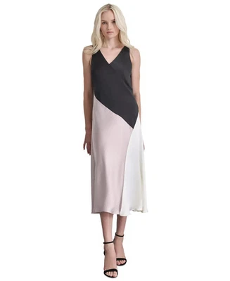 DKNY Women's Dress Sz 16 Satin Colorblocked Slip - Image 1 of 3