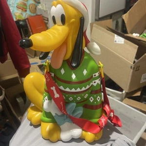 Disney Parks Pluto Popcorn Bucket, Collectible, Red Sweater 12" - Picture 1 of 4