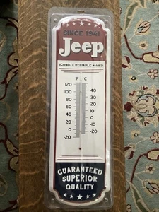 Jeep Metal Thermometer Sign Garage Decor Since 1941 New Officially Licensed - Picture 1 of 9