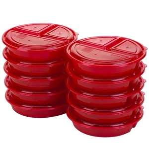 10-Pack Round Meal Prep Containers with 3 Compartments BPA Free & Microwave Safe - Picture 1 of 4
