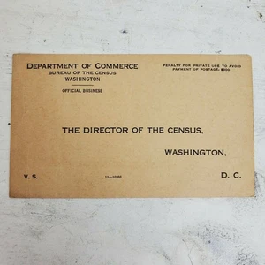 Vintage 1930 Department Of Commerce US Census Official Card UNMARKED - Picture 1 of 8