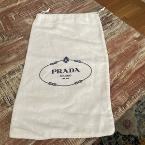 Vtg White Soft Felted Prada Milano Small Shoe Dust Bag 13.5X8.5" - Picture 1 of 3