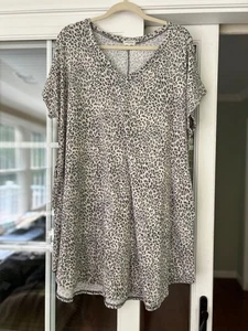 EUC Sweet Lovely by Jen schwarz hellbraun Leopardenmuster V-Ausschnitt Oberteil kurze Ärmel 2XL - Bild 1 von 7