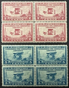 US 1928 Sc# 649-650 Set of 2 Blocks of 4 MNH Aeronautics Conf. Wright Brothers - Picture 1 of 2