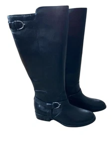 Ralph Lauren Margarite Women’s Riding Boots In Black Leather -Size 6.5B- - Picture 1 of 11