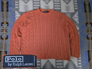 Vintage Polo Ralph Lauren Hand Knit Rolled Neck Sweater 2XL Mens Cable Fisherman - Picture 1 of 10
