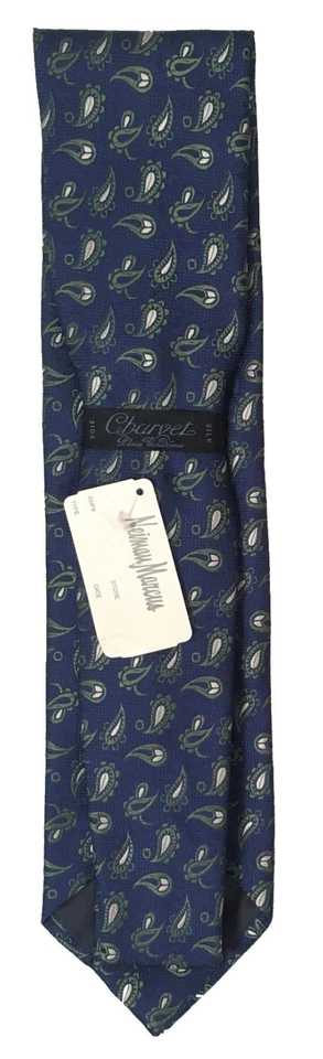 Gravata Charvet de seda pura nova de US$ 250!   Azul com padrão paisley luxuoso - Imagem 1 de 1