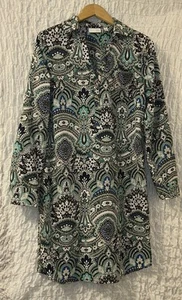 New York & Company: Paisley, Roll -Tab Sleeved, Belted, Shirt Dress, Size: M - Picture 1 of 12