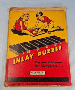 Vintage A.M. Walzer #200 Woodie Inlay Puzzle Elephant New - Picture 1 of 4